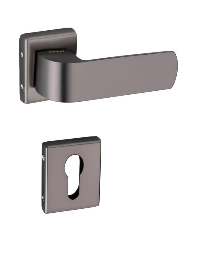 Shrida 446 Premium Black Satin Stainless Steel Door Handle Set | Square Rose Style | Modern Design with Keyhole Cover | Durable SS Construction - Image 1